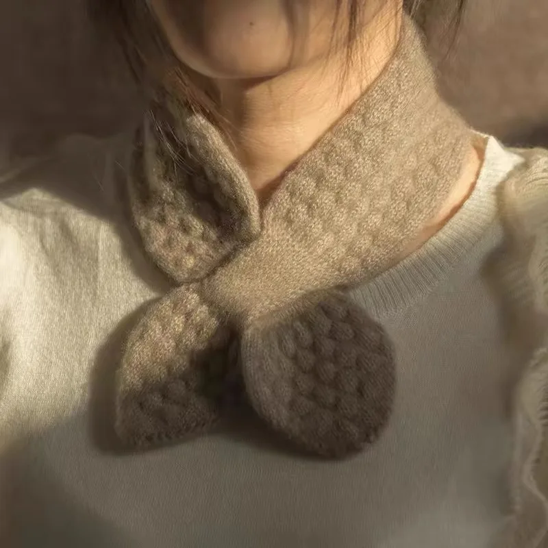 Petite écharpe Simple pour femmes, manteau d'automne et d'hiver, décoration, faux col croisé perforé, couleur Pure, écharpe paresseuse tendance assortie avec tout