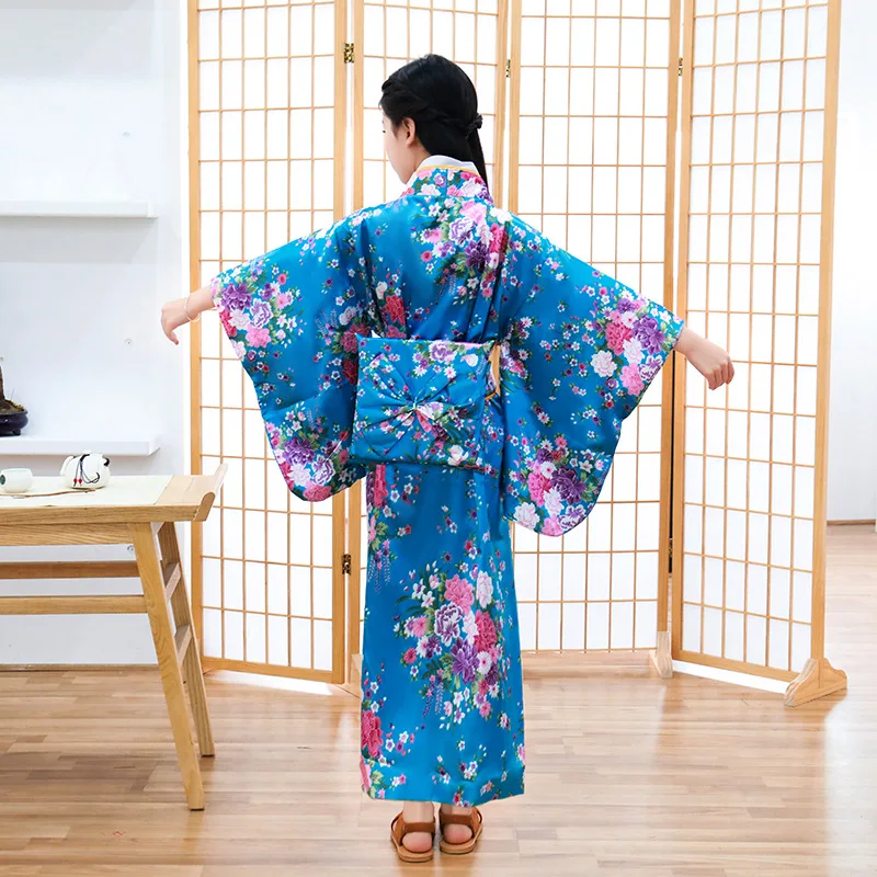 kimono japonais élégant pour filles, costume haori pour enfants, nouveauté vintage, costume cosplay, imprimé national, robe obi