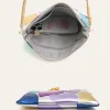 pochette en cuir pu métallique coloré pour femmes, design de luxe, mode, motif de cœurs doux, sacs à main carrés, chaîne à bandoulière pour filles
