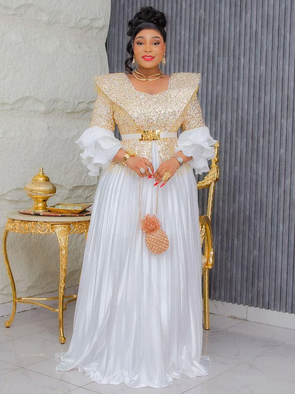 robes de soirée africaines pour femmes, robe longue de luxe à paillettes, ankara dashiki, vêtements africains, grande taille, manches à volants, maxi robes abaya