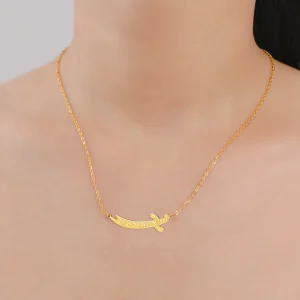 Kkjoy – pendentif épée islamique en acier inoxydable, colliers musulmans, bijoux religieux, cadeau pour hommes et femmes