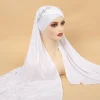 Écharpe hijabs instantanée avec jersey croisé pour femme musulmane, bonnet, sous Écharpe, bonnets intérieurs en diamant, enveloppe de sauna, amira, 1 pièce