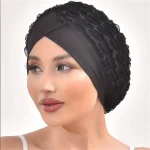 Mode femmes à volants dentelle Turban casquette élastique islamique femme couleur unie bandeau musulman foulard dame Beanie casquettes