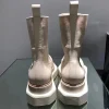 bottines chelsea à plateforme noire pour femme, bottines d'hiver en cuir à bout carré, à enfiler, style britannique, décontractées, antidérapantes, pour moto