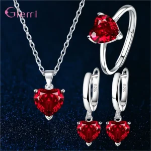 Ensemble de bijoux en argent 925, haut à la mode, cadeaux en cristal brillant, costume pour femmes et filles, pendentif, collier, boucles d&rsquo;oreilles, bagues, offre spéciale