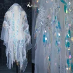 Tissu en maille jacquard à paillettes, tissu brodé nickel é pour robe, vêtements, décoration de rideau, matériel de couture bricolage, grill