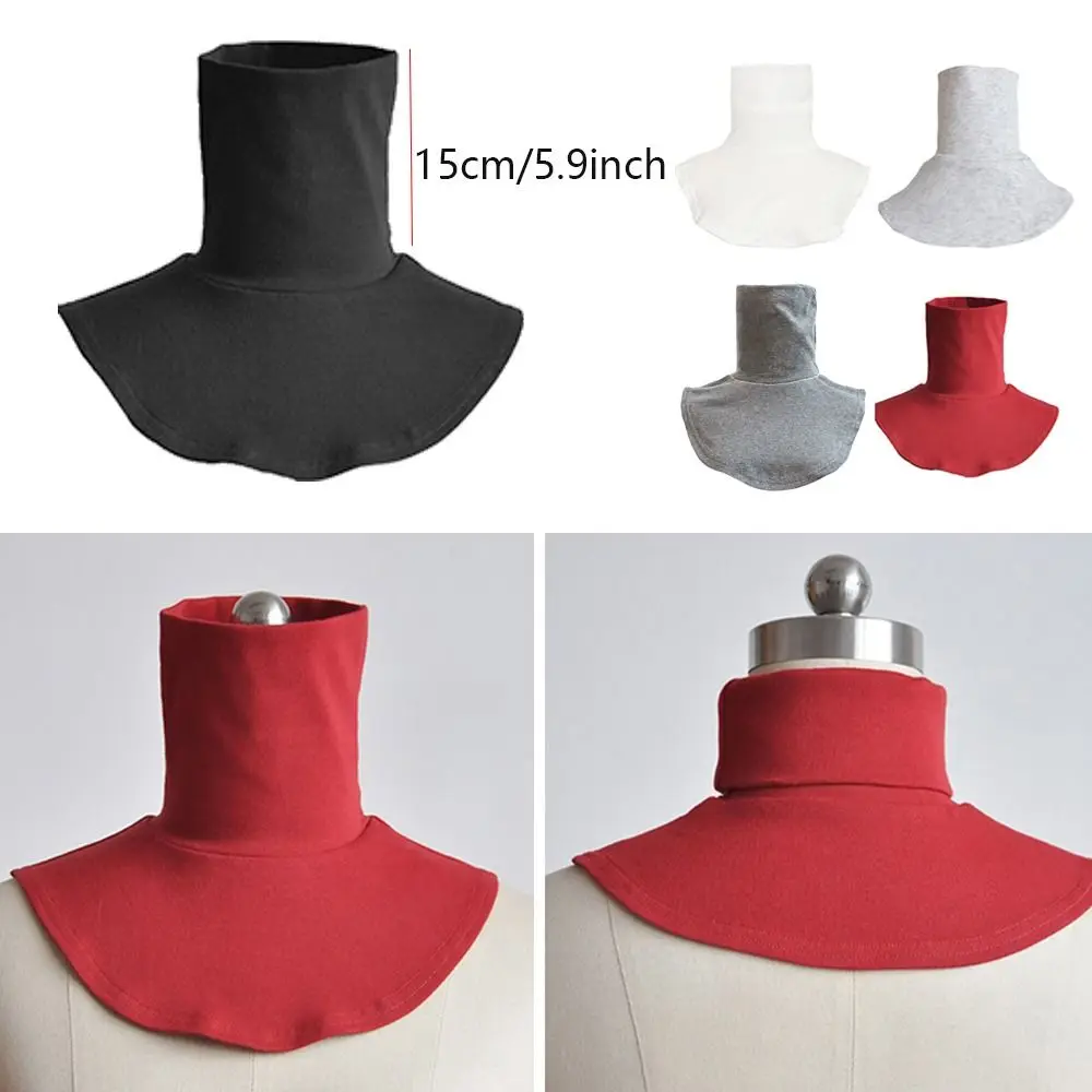 Faux col à col roulé en coton multicolore, Extensions Hijab islamique, couverture de cou de couleur unie, demi-haut, faux col de chemise