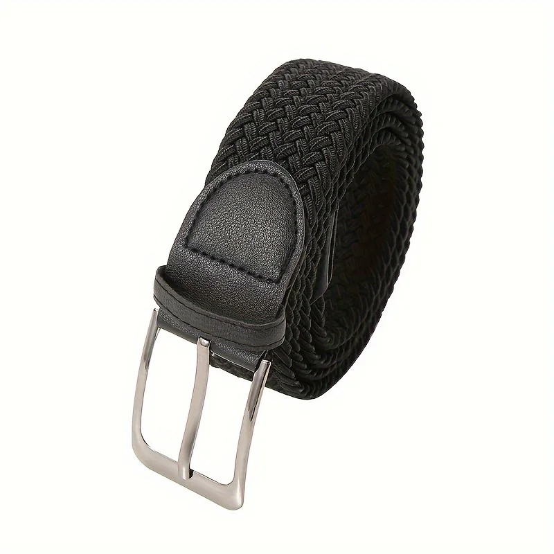 Pas de perçage requis, ceinture unisexe décontractée, ceinture tressée élastique polyvalente de taille multicolore avec fermeture à bouton confortable