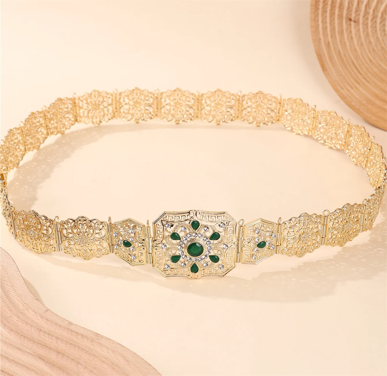 bijoux de mariage marocain, ceinture de robe pour femmes, chaîne de taille ajourée en cristal, cadeau de fête de mariée, longue chaîne de corps réglable