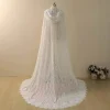 robes de mariée sirène vintage avec capuche, voile de mariée, une couche, longue, casquette, fibre à lacets, rond, personnalisé