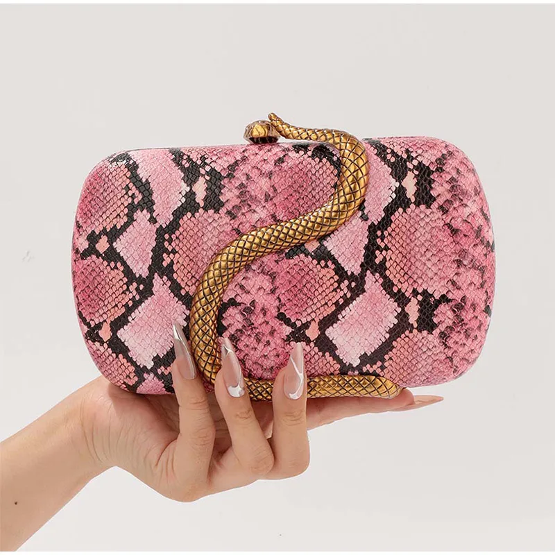 Pochette de soirée serpent, sac à bandoulière de styliste élégant à motif Python pour femmes, sac de boule en forme de boîte à chaîne, sac à main pour Banquet de mariage