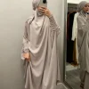 femmes hijab robe prière vêtement ensemble 2 pièces jilbab abaya eid musulman couverture complète ramadan longue khimar robe vêtements islamiques niqab