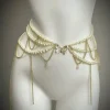 ceinture en chaîne de taille en perles multicouches rétro y2k pour femmes, accessoires de bijoux de corps élégants pour fête et tenue décontractée