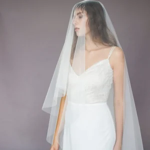 1 couche Simple voile de mariée mariage voile de mariée couverture visage voile blanc ivoire sans un peigne accessoires de mariage