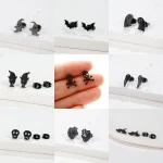 Boucles d&rsquo;Oreilles Gothiques en Acier Inoxydable pour Homme et Fille, Piercing Tragus, Aile d&rsquo;Ange, Crâne Fantôme, Cœur, Clou d&rsquo;Amour