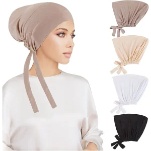 Femmes musulmanes intérieur Hijab casquettes chapeau extensible Turban réglable Bonnet cravate dos Jersey femme islamique sous-capuchon