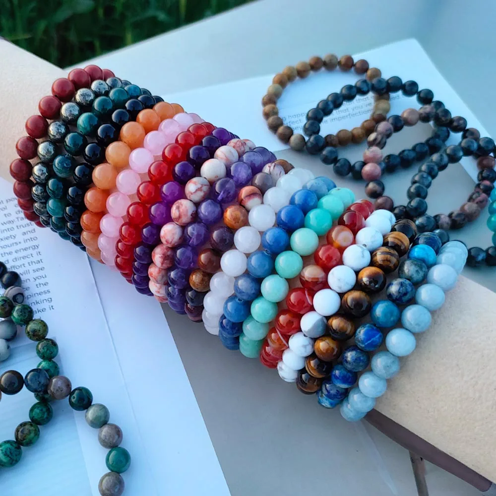 bracelet en pierre original pour femmes et hommes, tendance, en apatite bleue, perles, pierres précieuses, scène du patron, cadeaux d'appréciation des employés