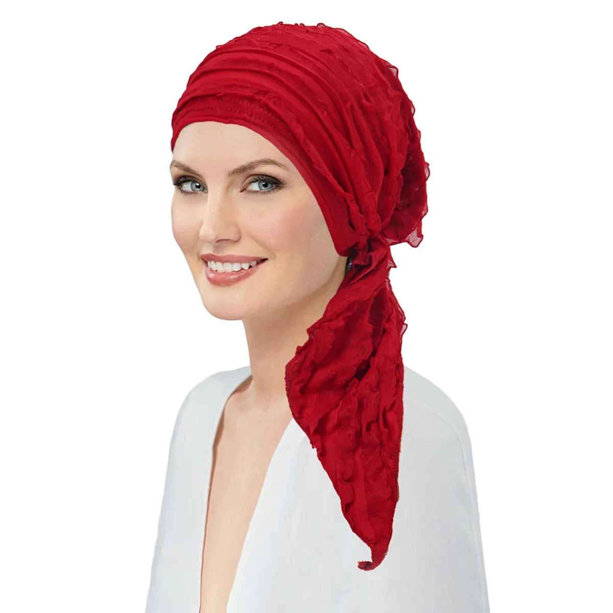 nouveau chapeau pré attaché femmes musulman intérieur hijab chapeau à volants foulard turban élastique tête enveloppement bonnet chimio casquette chapeaux turbante mujer