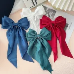 Pinces à cheveux en Satin pour filles, 6Styles, longues et grandes nœuds flottants, pince à cheveux arrière, rouge Internet avec le même tempérament, accessoires pour cheveux élégants