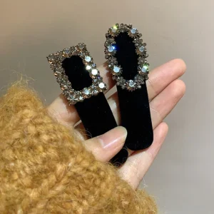 Épingles à cheveux en strass pour femmes noires, rétro, pince à cheveux élégante, Clip latéral, Barrettes en cristal de luxe pour filles, accessoires pour cheveux, tendance coréenne