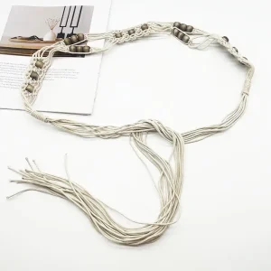 Ceinture en corde de taille tissée bohème, chaîne de taille décorative ethnique rétro pour femmes, accessoire de mode décontracté de Style coréen Ceinture en corde de taille tissée bohème, chaîne de taille décorative ethnique rétro pour femmes, accessoire de mode décontracté de Style coréen