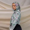 1 pièces ramadan fleur aquarelle hijab femmes bohème doux musulman hijabs floral respirant châle wrap écharpe foulard chaud