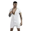 mode hommes sport maillot de corps loisirs maison une pièce maillot de corps t shirt sexy hommes pyjama ensembles à manches courtes combinaison shorts