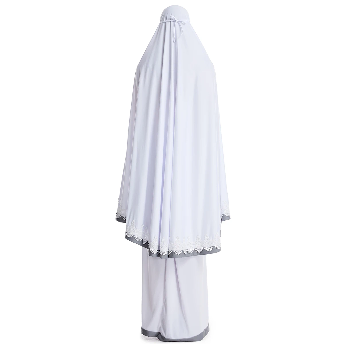 femmes musulmanes burqa robe dentelle deux pièces costume ethnique dame hijab abaya costume ramadan eid prière vêtement