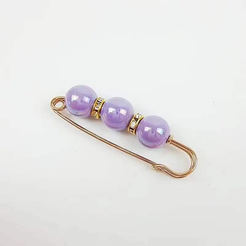 Épingles de sûreté pour kilt en métal doré, 5.8cm, avec perles ab comme outil de collecte de taille, épingles de sûreté pour bijoux, clips pour hijab, 10 pièces