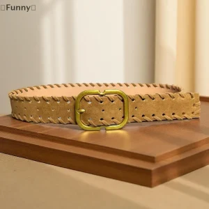 maveraFunnyalıMaillard Styles rétro mode ceinture en daim avec boucle en métal ceinture de taille Ins ceinture de décoration polyvalente