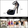 sandales d'été sexy pour femmes, talons super hauts de 14cm, bout ouvert, lanière à la cheville, plateforme, talons aiguilles, robe de soirée gladiateur, chaussures de mariage, 2025