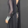 robe longue élégante en strass pour femmes, maille sexy transparente, tenue de soirée, bal d'anniversaire, séance photo