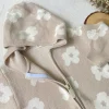 combinaison à capuche pour bébé fille, vêtements pour tout petits, barboteuse en tricot à manches longues, pull imprimé floral pour nouveau né, nouvelle collection automne 2025