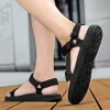 sandales noires de soutien de la voûte plantaire décontractées pour hommes, antidérapantes, respirantes, sandales de sport de plage et de vacances pour la marche d'été, taille 40 45