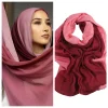 foulard hijab de luxe de couleur dégradée, turban islamique à bord long et large, foulard fin pour toute la marche, pour la plage