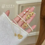 Ensemble de bijoux de noël, chaîne de perles, couleur or, pendentif Trojans, collier pour femmes, bijoux tendance, accessoires élégants, cadeau