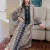 robe abaya géométrique brodée de luxe | caftan à manches longues en polyester pour femme | style traditionnel du moyen orient | Élégant b