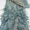 tissu en dentelle plume de luxe pour design couture, français, africain, nigérian, vêtements longs de bal, décorations à paillettes de mariage, cc1808