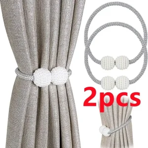1/2 pièces perle magnétique rideau pince porte-rideau cravate boucle Clips suspendus boule boucle cravate arrière rideau décor accessoires