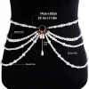 chaînes de taille multicouches en perles pour femmes, imitation de perles, anneau en métal, ceinture à pampilles, mode élégante, bijoux de corps, accessoires pour vêtements