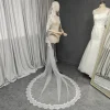 voile de mantille long personnalisé, voile de mariage vintage avec garniture en dentelle de cils, voile bohème à un seul niveau avec peigne caché