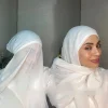 hijab instantané avec bouchons tubulaires pour femmes, en mousseline de soie de qualité supérieure, musulman, en coton modal doux, casquettes ouvertes, couleurs unies, châle en mousseline de soie, turban
