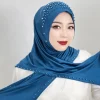 châle enveloppement cou perlé musulman hijab couverture complète élastique turc tête enveloppement écharpe doux voile turban casquette filles