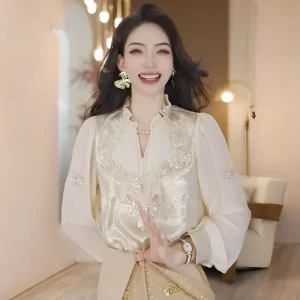 Chemise en Satin à manches longues pour femmes, nouvelle chemise Chic et belle pour un vêtement, haut en mousseline de soie, nouvelle collection automne