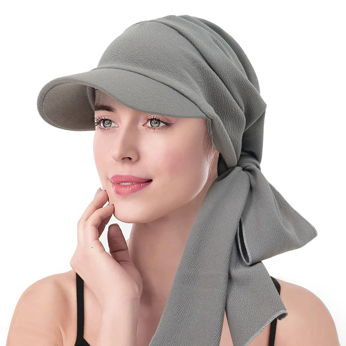couleur unie mode musulman hijab turban chapeau pour femmes visière casquette de baseball chapeaux de soleil foulard écharpe bord femme foulards bandanas
