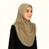 Élégant brodé dentelle style ethnique écharpe bandana long hijabs châle malaisien mince enveloppes châle femme