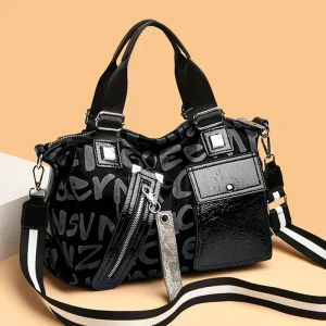 Sacs à main de luxe en cuir noir pour femmes, sacoches à lettre de styliste, fourre-tout de grande capacité pour dames, 2022