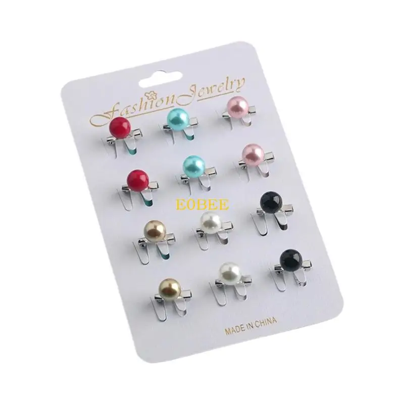 E0be Pack 12 fausses perles embellies Écharpe Fattage Pin sécurité pour châle hijab musulmans femmes broches décoratives