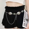 ensemble d'accessoires de chaîne de taille pour femmes, 1 pièce, style ethnique bohème rétro, ceinture de chaîne en métal argenté haut de gamme avec ceinture de jupe