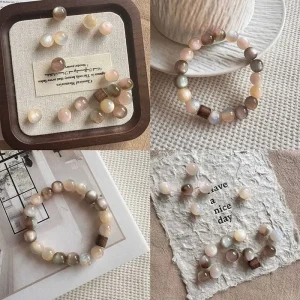 Bracelet de perles Vintage rose marron, bijoux uniques et élégants, cadeau pour femmes, Bracelets d&rsquo;amitié Брасeko